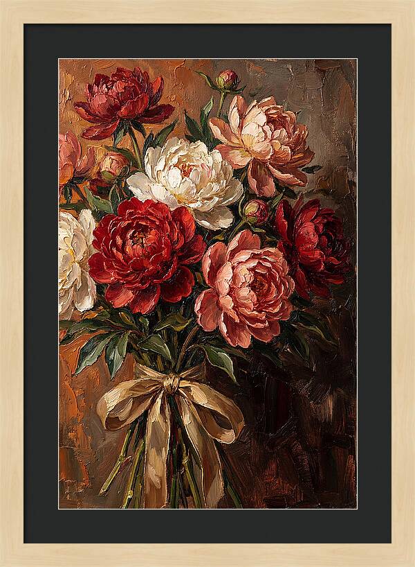 Peony Bouquet Tied With Ribbon