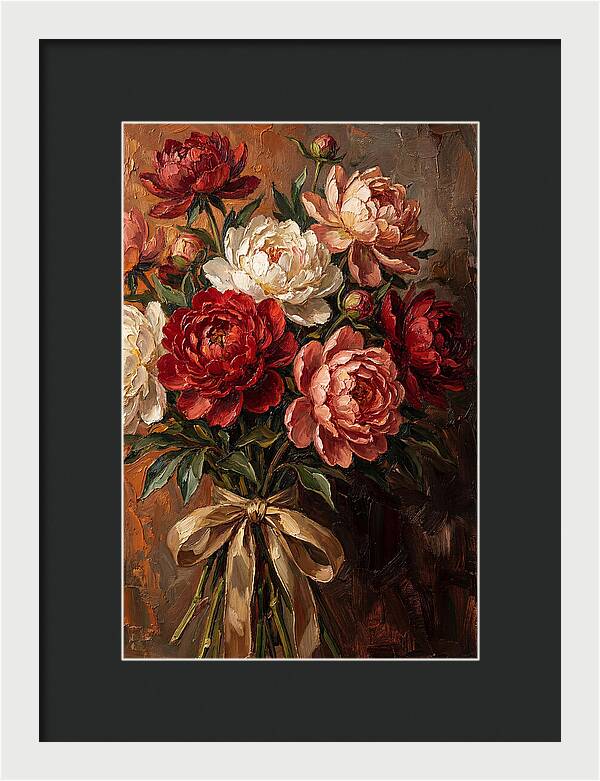 Peony Bouquet Tied With Ribbon