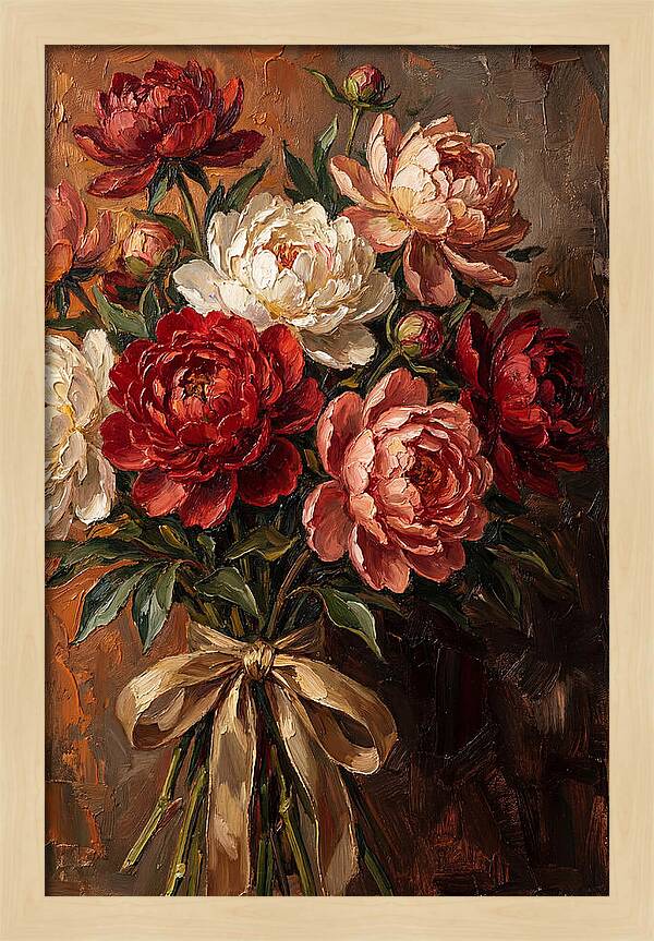 Peony Bouquet Tied With Ribbon