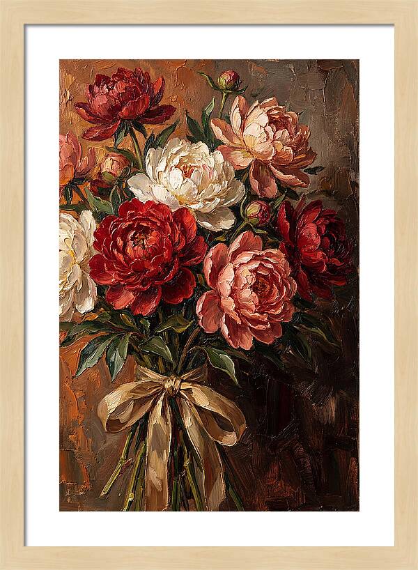 Peony Bouquet Tied With Ribbon