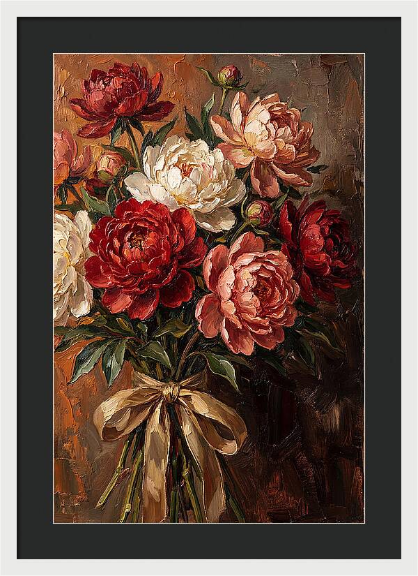 Peony Bouquet Tied With Ribbon