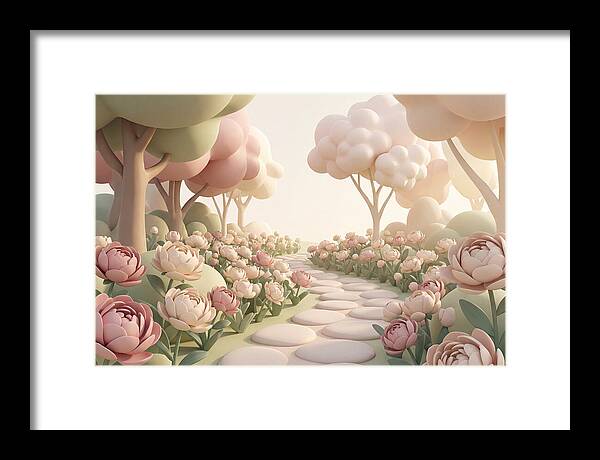 Peony Garden Path In June Bloom