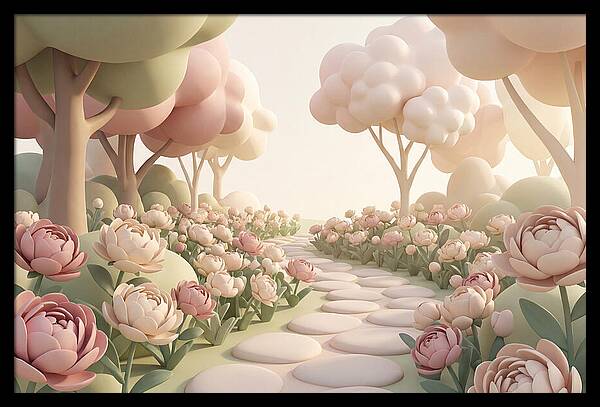 Peony Garden Path In June Bloom