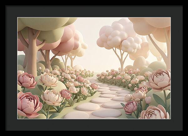 Peony Garden Path In June Bloom