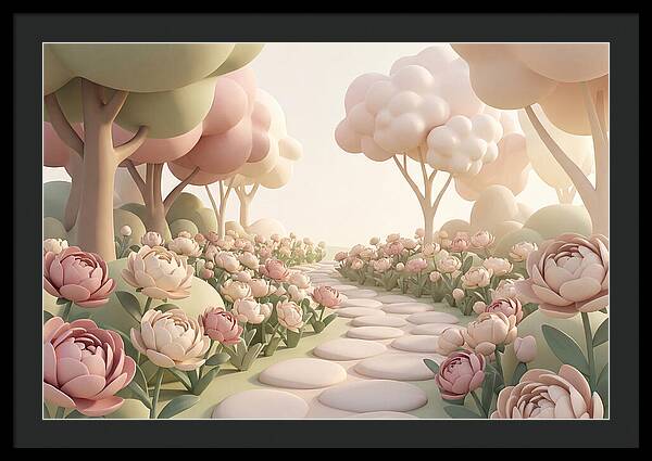 Peony Garden Path In June Bloom