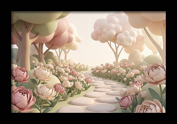 Peony Garden Path In June Bloom