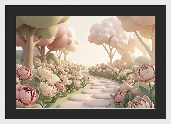 Peony Garden Path In June Bloom