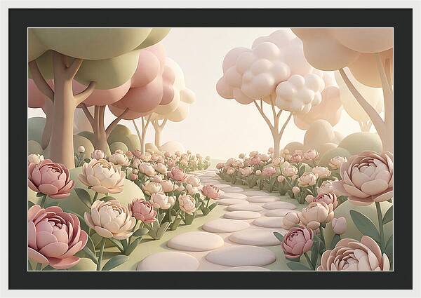 Peony Garden Path In June Bloom