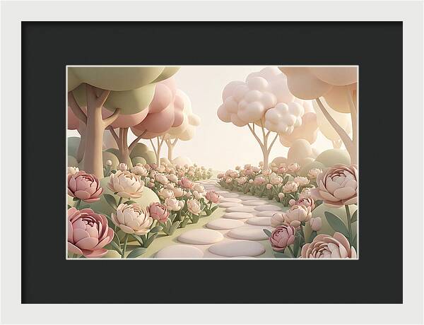 Peony Garden Path In June Bloom