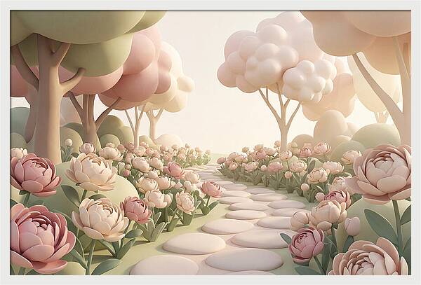 Peony Garden Path In June Bloom