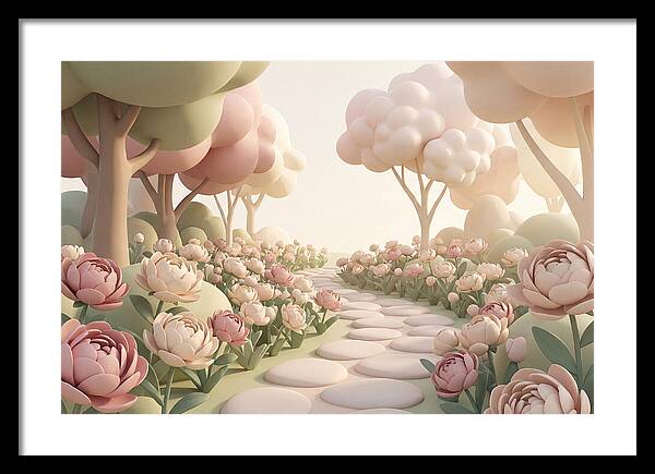 Peony Garden Path In June Bloom