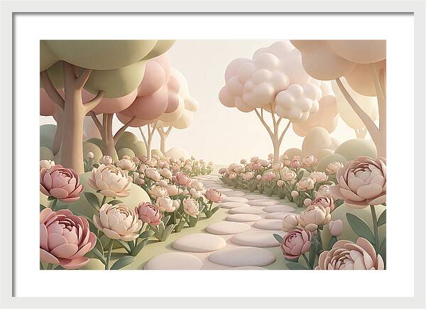 Peony Garden Path In June Bloom