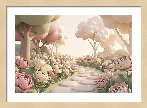 Peony Garden Path In June Bloom