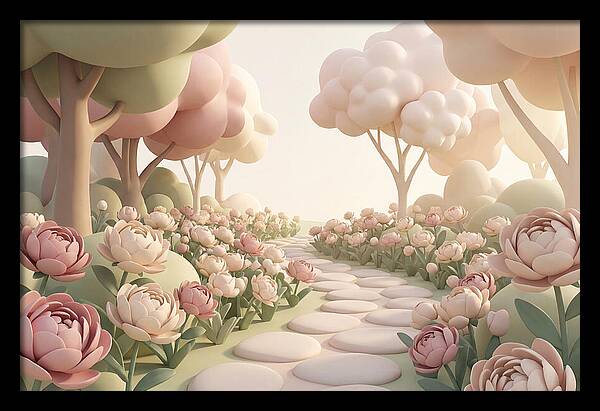 Peony Garden Path In June Bloom
