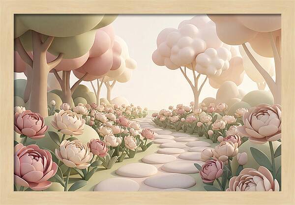 Peony Garden Path In June Bloom