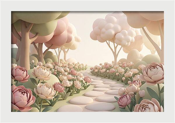 Peony Garden Path In June Bloom
