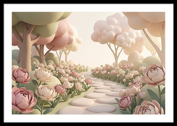 Peony Garden Path In June Bloom