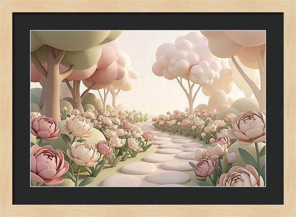 Peony Garden Path In June Bloom