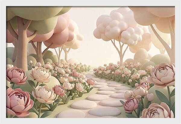 Peony Garden Path In June Bloom