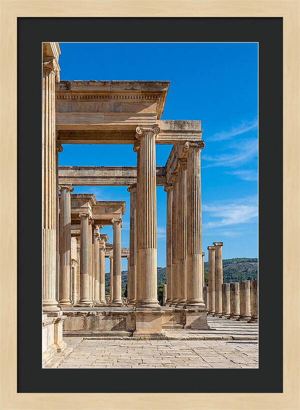 Peristyle Columns Under Blue Sky