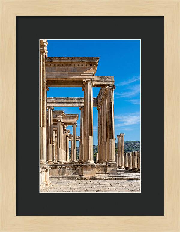Peristyle Columns Under Blue Sky