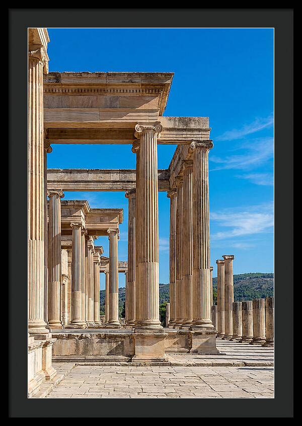Peristyle Columns Under Blue Sky