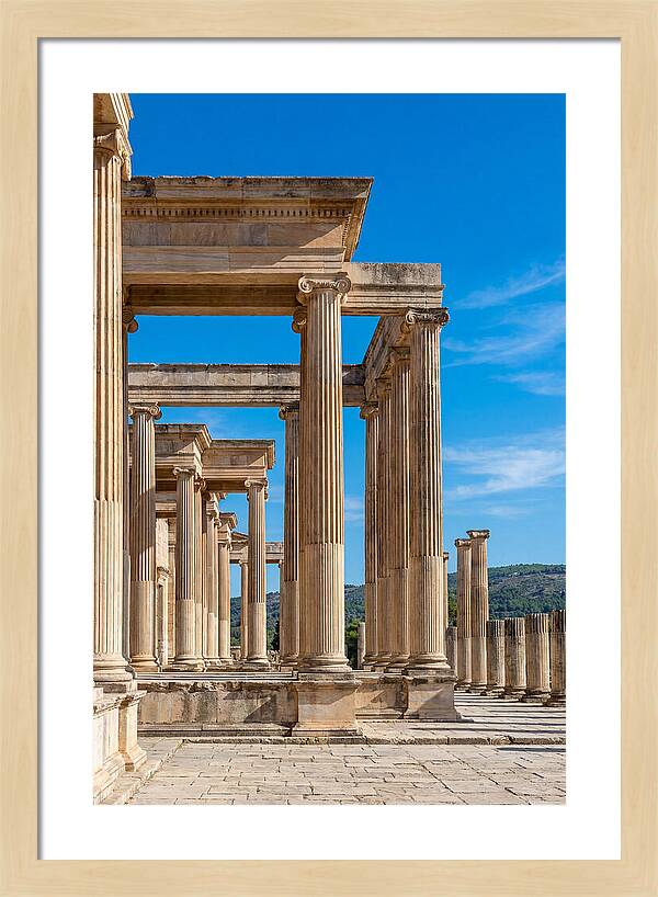 Peristyle Columns Under Blue Sky