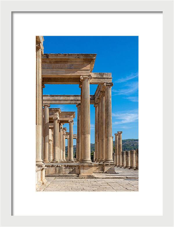 Peristyle Columns Under Blue Sky