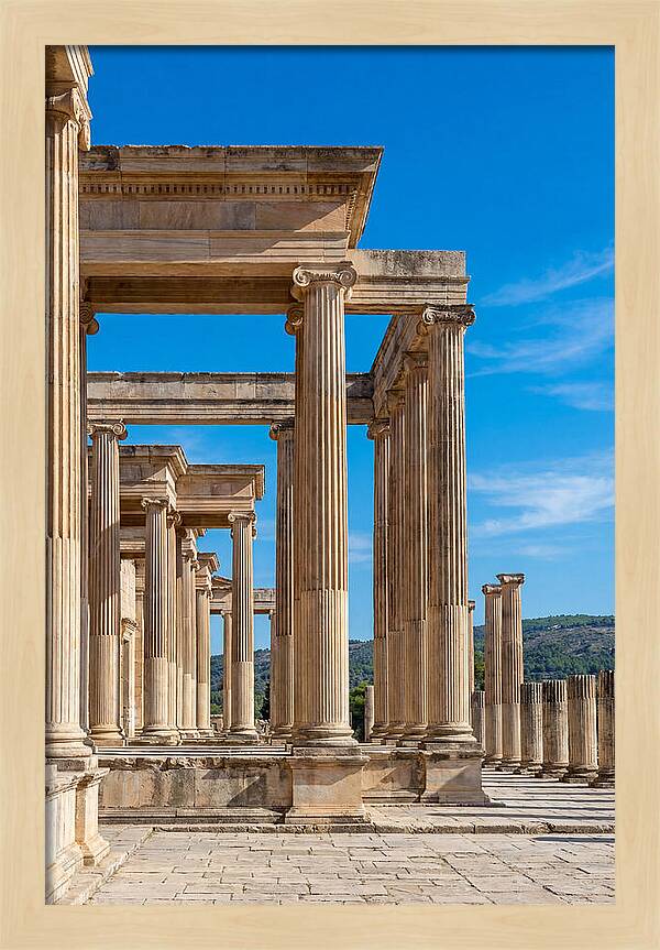 Peristyle Columns Under Blue Sky