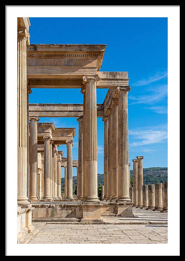 Peristyle Columns Under Blue Sky