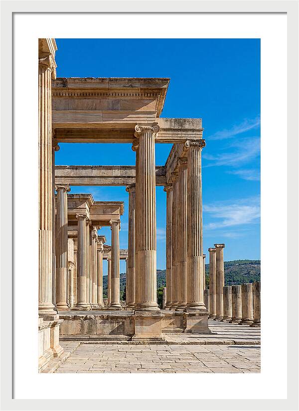 Peristyle Columns Under Blue Sky