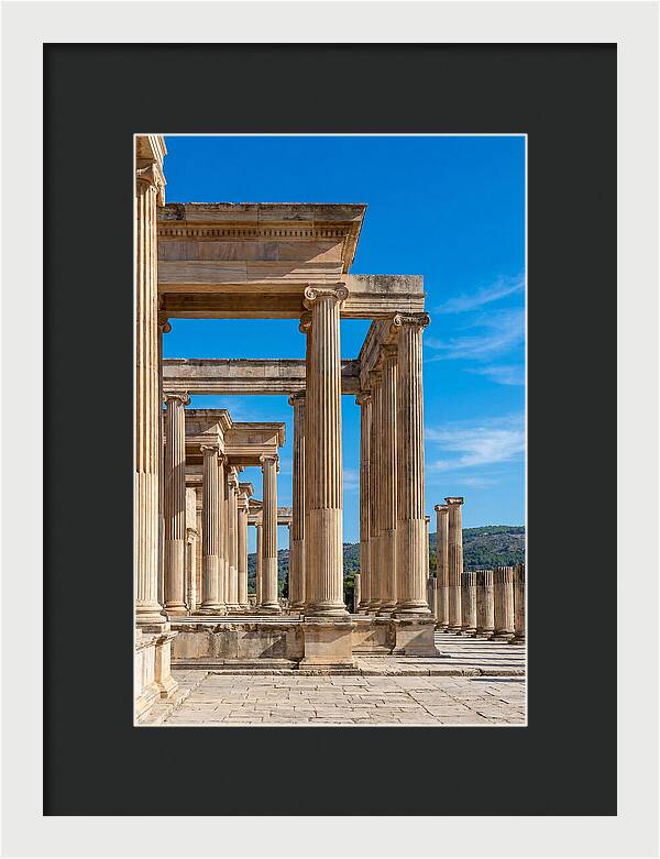 Peristyle Columns Under Blue Sky