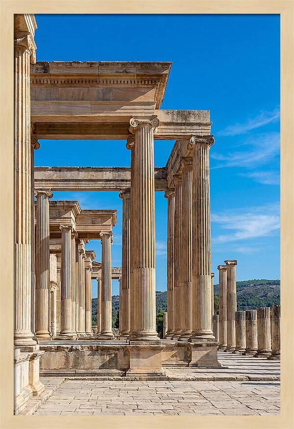 Peristyle Columns Under Blue Sky