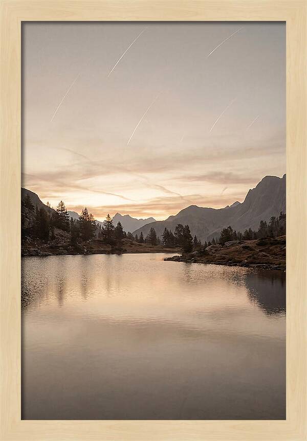 Perseid Meteor Shower Over Mountain Lake