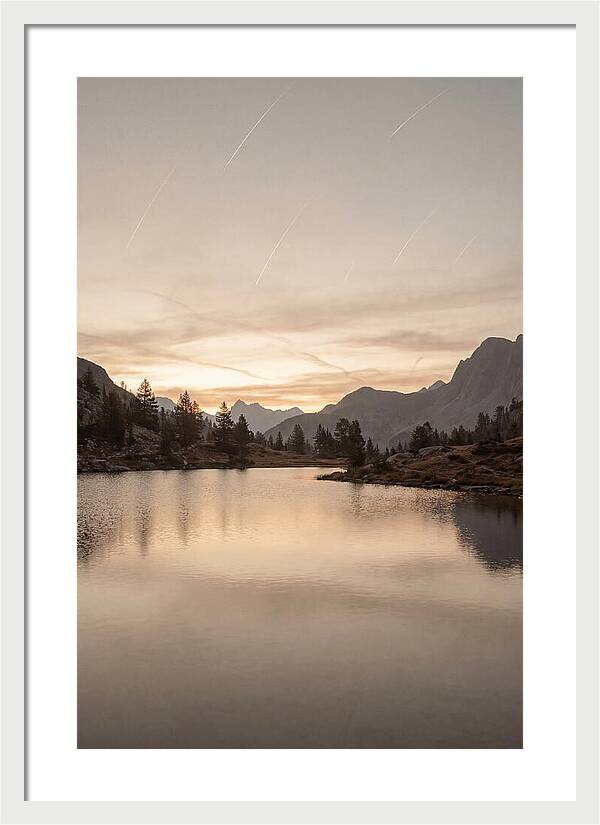 Perseid Meteor Shower Over Mountain Lake