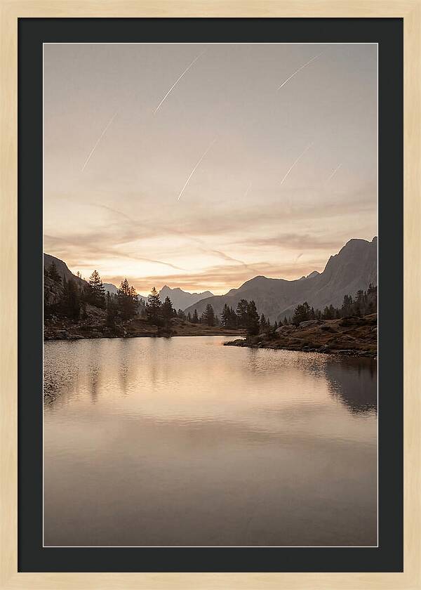 Perseid Meteor Shower Over Mountain Lake