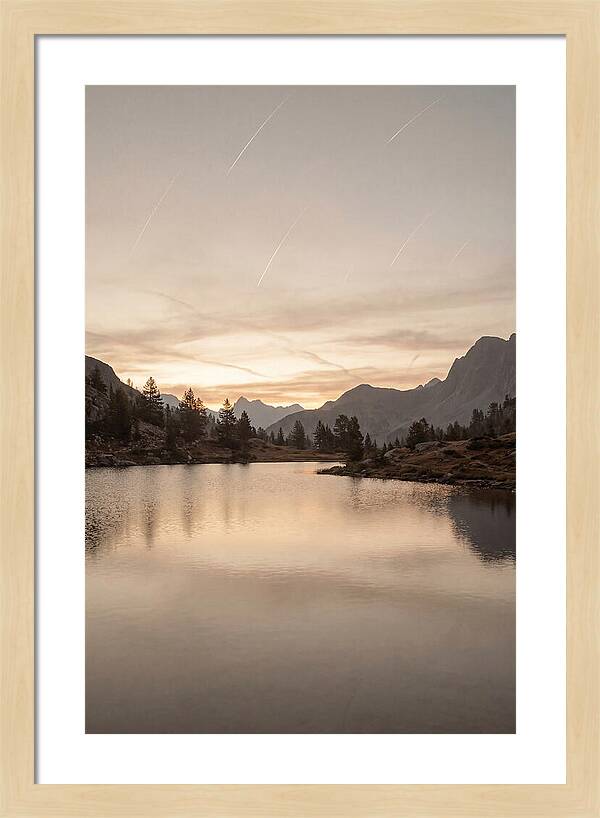 Perseid Meteor Shower Over Mountain Lake
