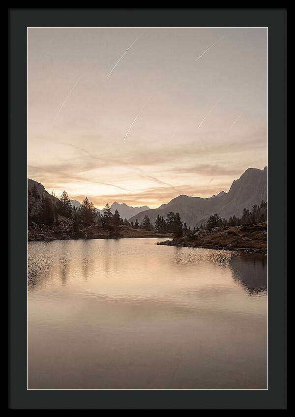 Perseid Meteor Shower Over Mountain Lake