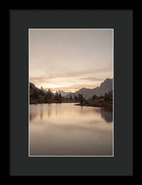 Perseid Meteor Shower Over Mountain Lake