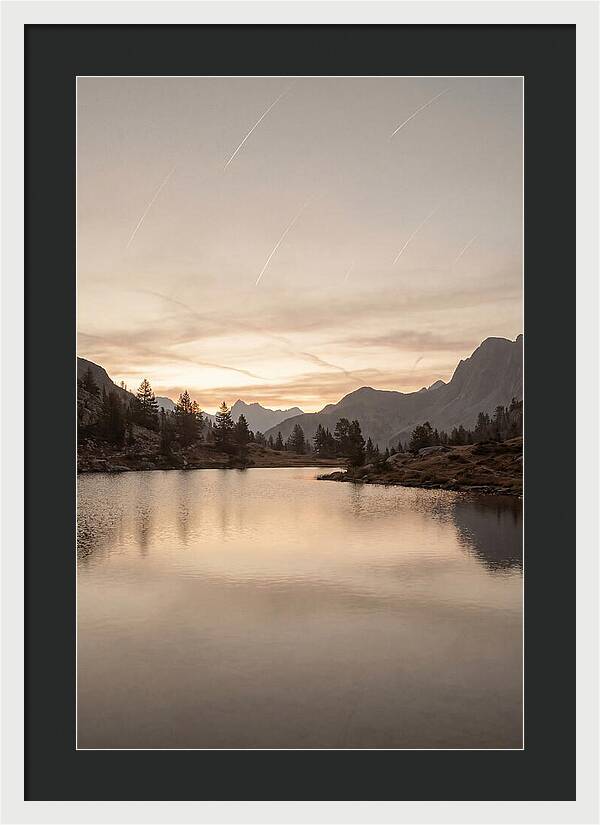 Perseid Meteor Shower Over Mountain Lake