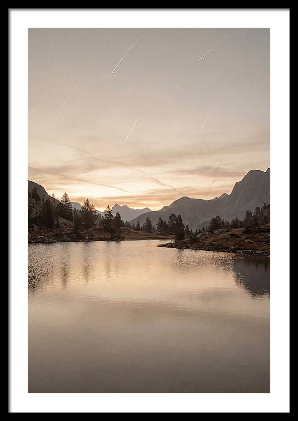 Perseid Meteor Shower Over Mountain Lake