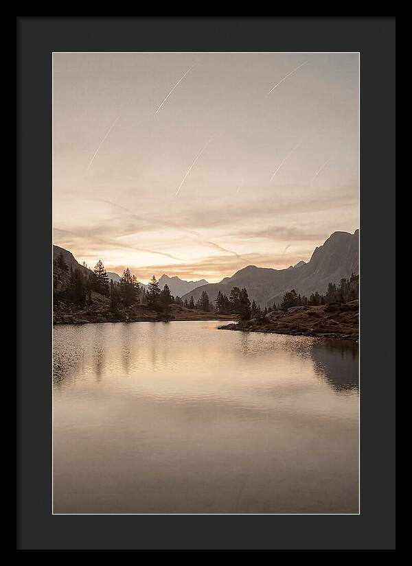 Perseid Meteor Shower Over Mountain Lake