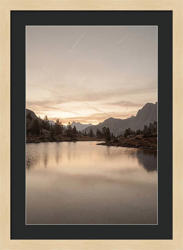 Perseid Meteor Shower Over Mountain Lake