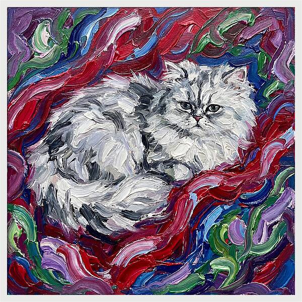Persian Cat In Vibrant Swirls