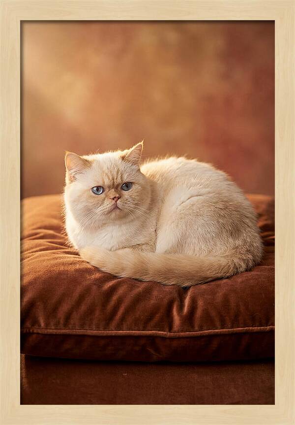 Persian Cat On Velvet Cushion
