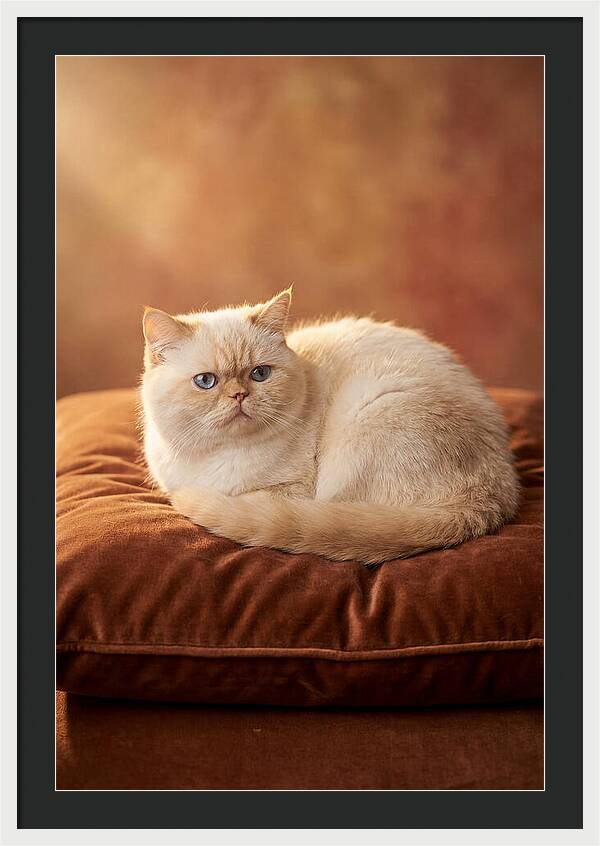 Persian Cat On Velvet Cushion