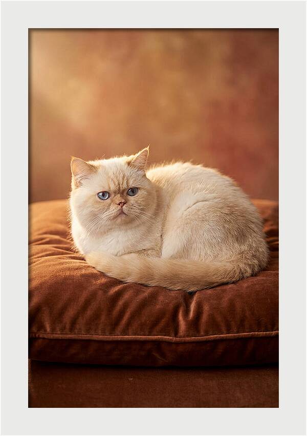 Persian Cat On Velvet Cushion