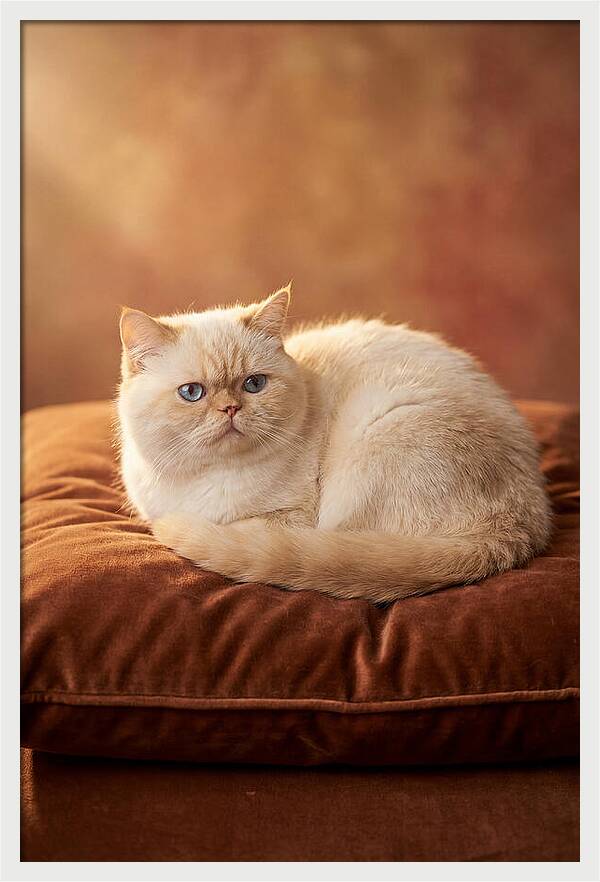 Persian Cat On Velvet Cushion