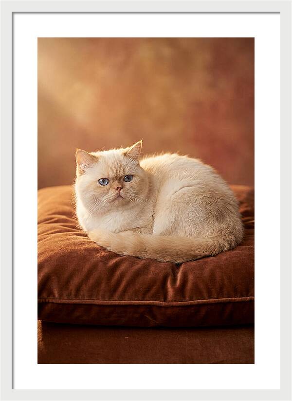 Persian Cat On Velvet Cushion