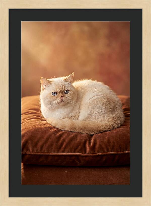 Persian Cat On Velvet Cushion